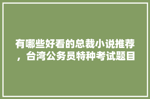 有哪些好看的总裁小说推荐，台湾公务员特种考试题目 教育科普