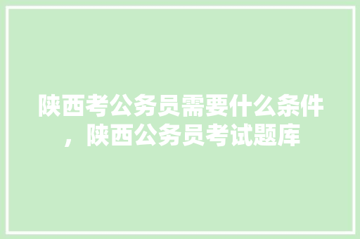 陕西考公务员需要什么条件，陕西公务员考试题库