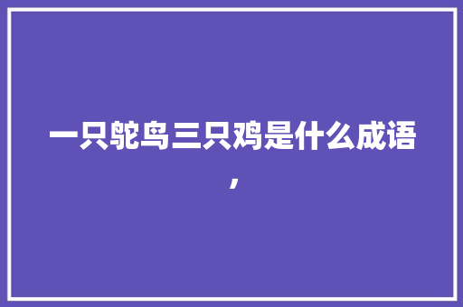 一只鸵鸟三只鸡是什么成语，