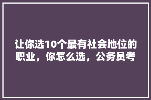 让你选10个最有社会地位的职业，你怎么选，公务员考试题老马 公考知识