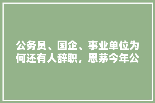 公务员、国企、事业单位为何还有人辞职，思茅今年公务员考试题目及答案