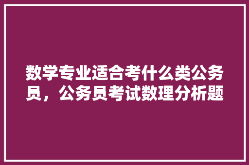 数学专业适合考什么类公务员，公务员考试数理分析题