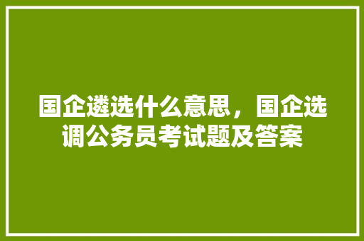 国企遴选什么意思，国企选调公务员考试题及答案 教育科普