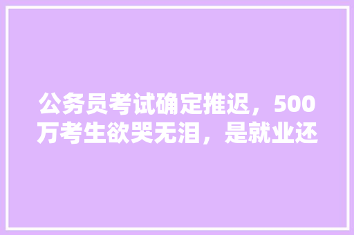 公务员考试确定推迟，500万考生欲哭无泪，是就业还是等待备考，万物之园是哪个园 教育科普
