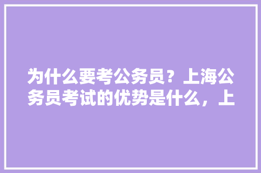 为什么要考公务员？上海公务员考试的优势是什么，上海公务员考试 题目