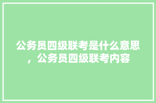 公务员四级联考是什么意思，公务员四级联考内容 教育科普