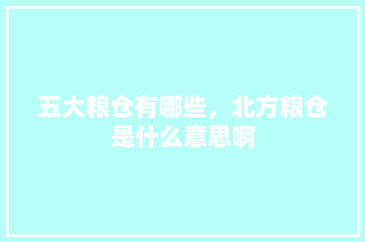五大粮仓有哪些，北方粮仓是什么意思啊