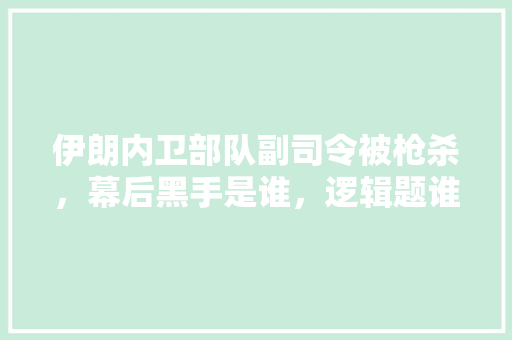 伊朗内卫部队副司令被枪杀，幕后黑手是谁，逻辑题谁在说谎