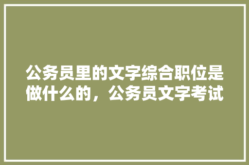 公务员里的文字综合职位是做什么的，公务员文字考试题库及答案 大学排名