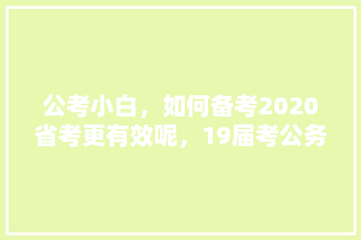 公考小白，如何备考2020省考更有效呢，19届考公务员 专业填报