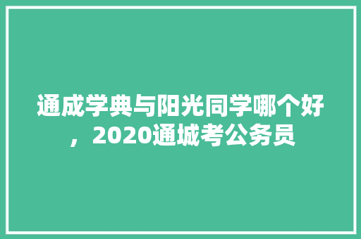通成学典与阳光同学哪个好，2020通城考公务员 公考知识