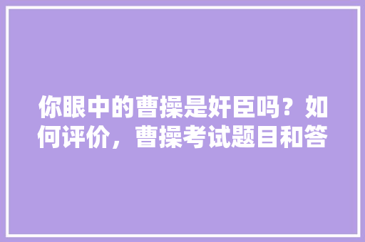 你眼中的曹操是奸臣吗？如何评价，曹操考试题目和答案 建筑考试