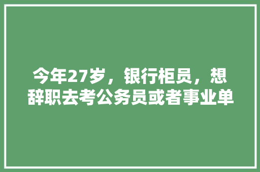 今年27岁，银行柜员，想辞职去考公务员或者事业单位，可是得不到家人的支持，我该继续吗，公务员考试题经典 专业填报