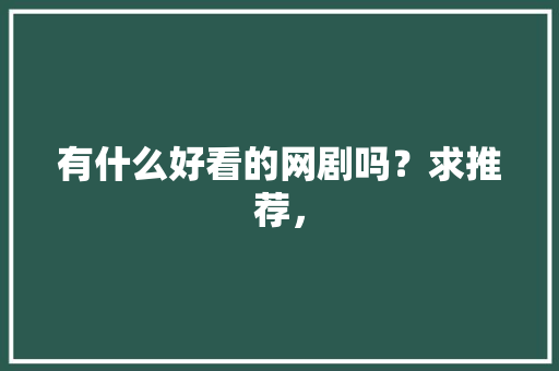 有什么好看的网剧吗？求推荐，
