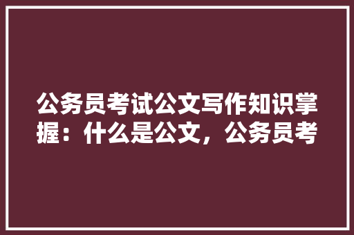公务员考试公文写作知识掌握：什么是公文，公务员考试公文题目 公考知识