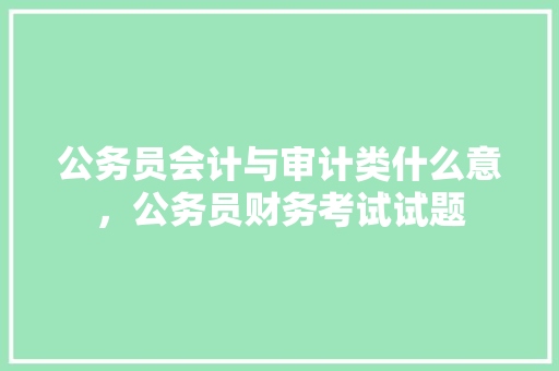 公务员会计与审计类什么意，公务员财务考试试题