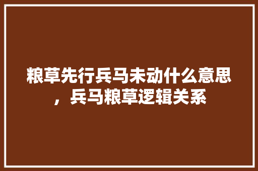 粮草先行兵马未动什么意思，兵马粮草逻辑关系 公考知识