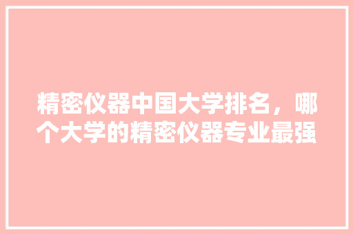 精密仪器中国大学排名，哪个大学的精密仪器专业最强。 大学排名
