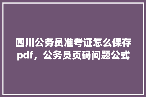 四川公务员准考证怎么保存pdf，公务员页码问题公式