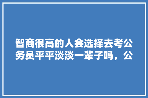 智商很高的人会选择去考公务员平平淡淡一辈子吗，公务员智商考试题及答案 教育科普