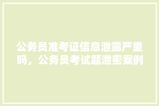 公务员准考证信息泄露严重吗，公务员考试题泄密案例分析