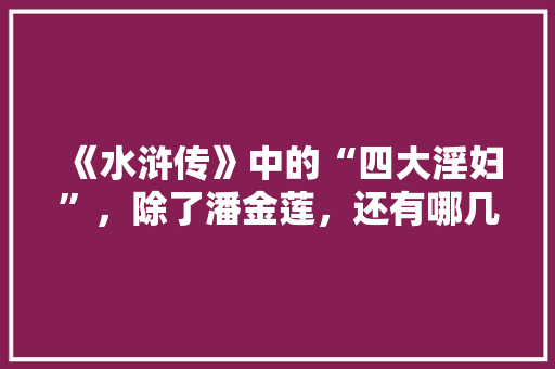 《水浒传》中的“四大淫妇”，除了潘金莲，还有哪几位，公务员考试题出自哪里 教育科普