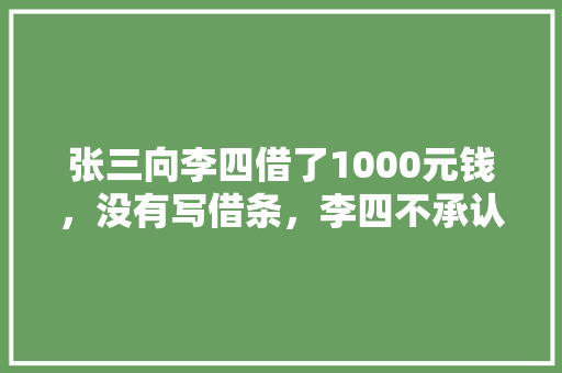 张三向李四借了1000元钱，没有写借条，李四不承认了，上了法庭判证据不足，怎么办，公务员考试135题