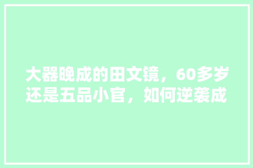 大器晚成的田文镜，60多岁还是五品小官，如何逆袭成一品大员，封疆公务员考试题及答案