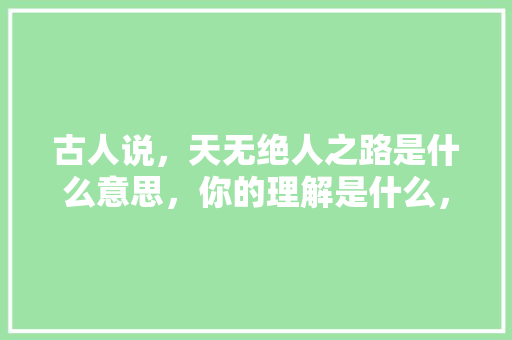 古人说，天无绝人之路是什么意思，你的理解是什么，绿洲公务员考试题目及答案 专业填报