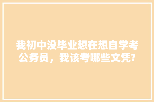 我初中没毕业想在想自学考公务员，我该考哪些文凭?该怎么学习，实在是不想再这样混下去了。跪求大家帮忙，小升初公务员考试题库及答案 公考知识