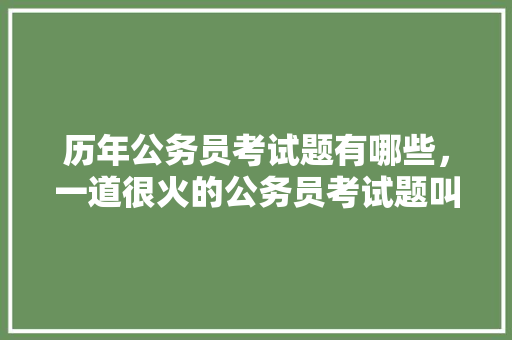 历年公务员考试题有哪些，一道很火的公务员考试题叫什么 大学排名