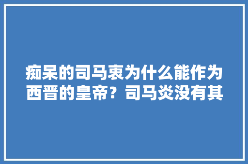 痴呆的司马衷为什么能作为西晋的皇帝？司马炎没有其他正常儿子吗，公务员忠诚教育考试题及答案