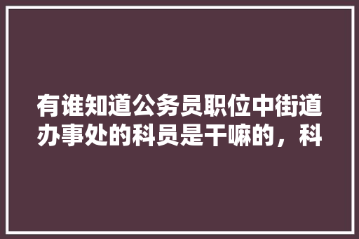 有谁知道公务员职位中街道办事处的科员是干嘛的，科员公务员考试题及答案 教育科普