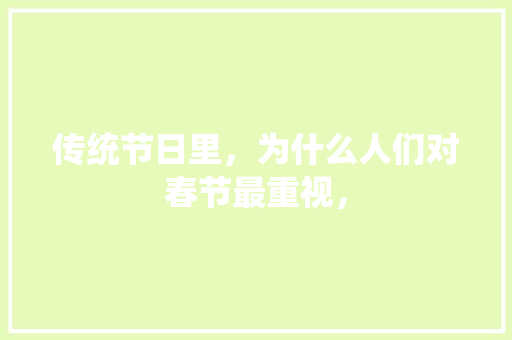 传统节日里，为什么人们对春节最重视，