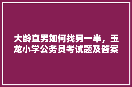大龄直男如何找另一半，玉龙小学公务员考试题及答案 大学排名