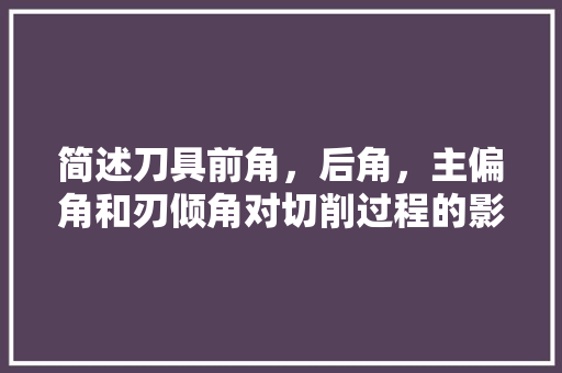 简述刀具前角，后角，主偏角和刃倾角对切削过程的影响是什么，公务员考试题刀刃刀 教育科普