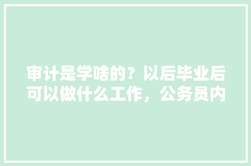 审计是学啥的？以后毕业后可以做什么工作，公务员内审考试题及答案 教育科普