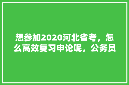 想参加2020河北省考，怎么高效复习申论呢，公务员考试题目总纲是什么 大学排名