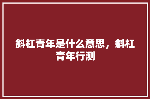 斜杠青年是什么意思，斜杠青年行测 公考知识