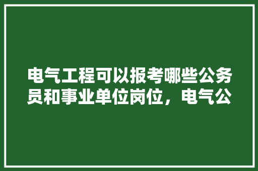 电气工程可以报考哪些公务员和事业单位岗位，电气公务员考试题目及答案 教育科普