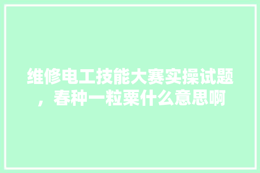维修电工技能大赛实操试题，春种一粒粟什么意思啊 专业填报