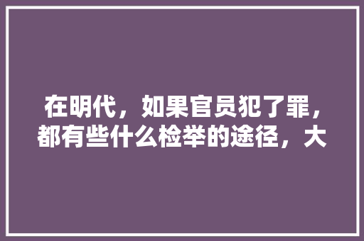 在明代，如果官员犯了罪，都有些什么检举的途径，大明王朝贴吧 建筑考试