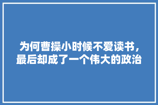 为何曹操小时候不爱读书，最后却成了一个伟大的政治家和诗人， 专业填报