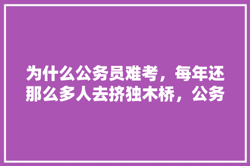 为什么公务员难考，每年还那么多人去挤独木桥，公务员考试题太难了怎么办 公考知识