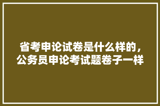 省考申论试卷是什么样的，公务员申论考试题卷子一样吗 教育科普