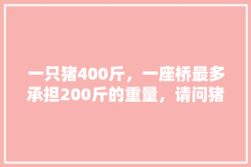 一只猪400斤，一座桥最多承担200斤的重量，请问猪怎样过桥，猪过桥答案 大学排名