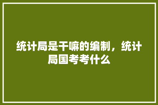 统计局是干嘛的编制，统计局国考考什么 建筑考试