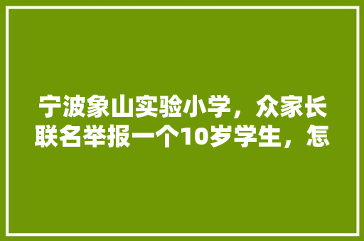 宁波象山实验小学，众家长联名举报一个10岁学生，怎么回事，象山县公务员考试题及答案