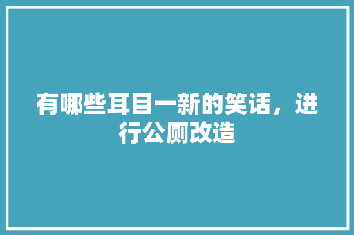 有哪些耳目一新的笑话，进行公厕改造 专业填报