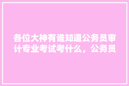 各位大神有谁知道公务员审计专业考试考什么，公务员审计考试题库及答案 大学排名